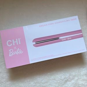 Chi x Barbie  NIB dream pink hairstyling iron with compact mirror and bag